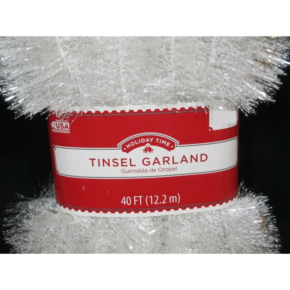 40' feet Non-Lit White Christmas Soft Garland Inside Outside Holiday Time
